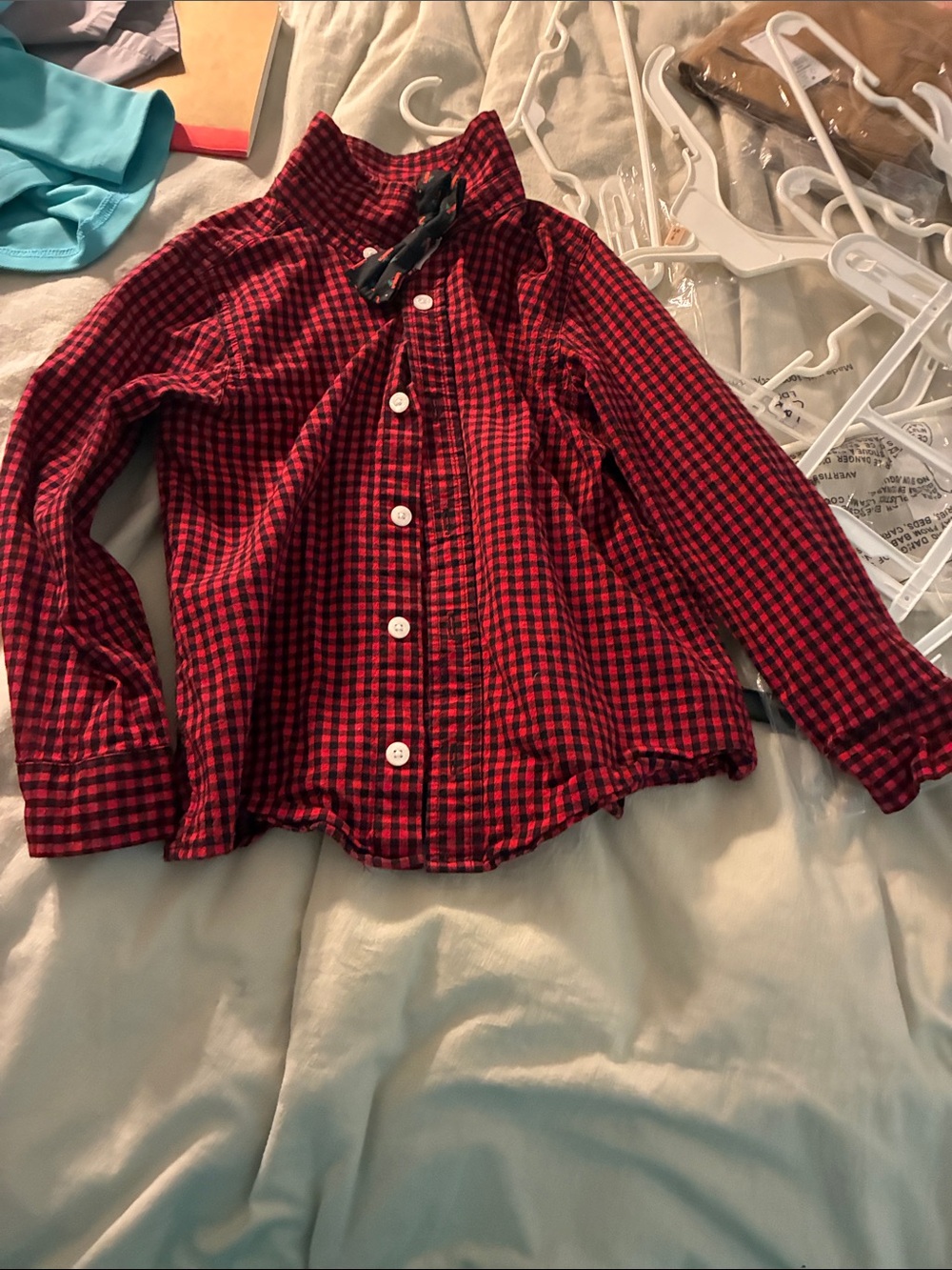 Old Navy Red and Black Plaid Button-Down Shirt
